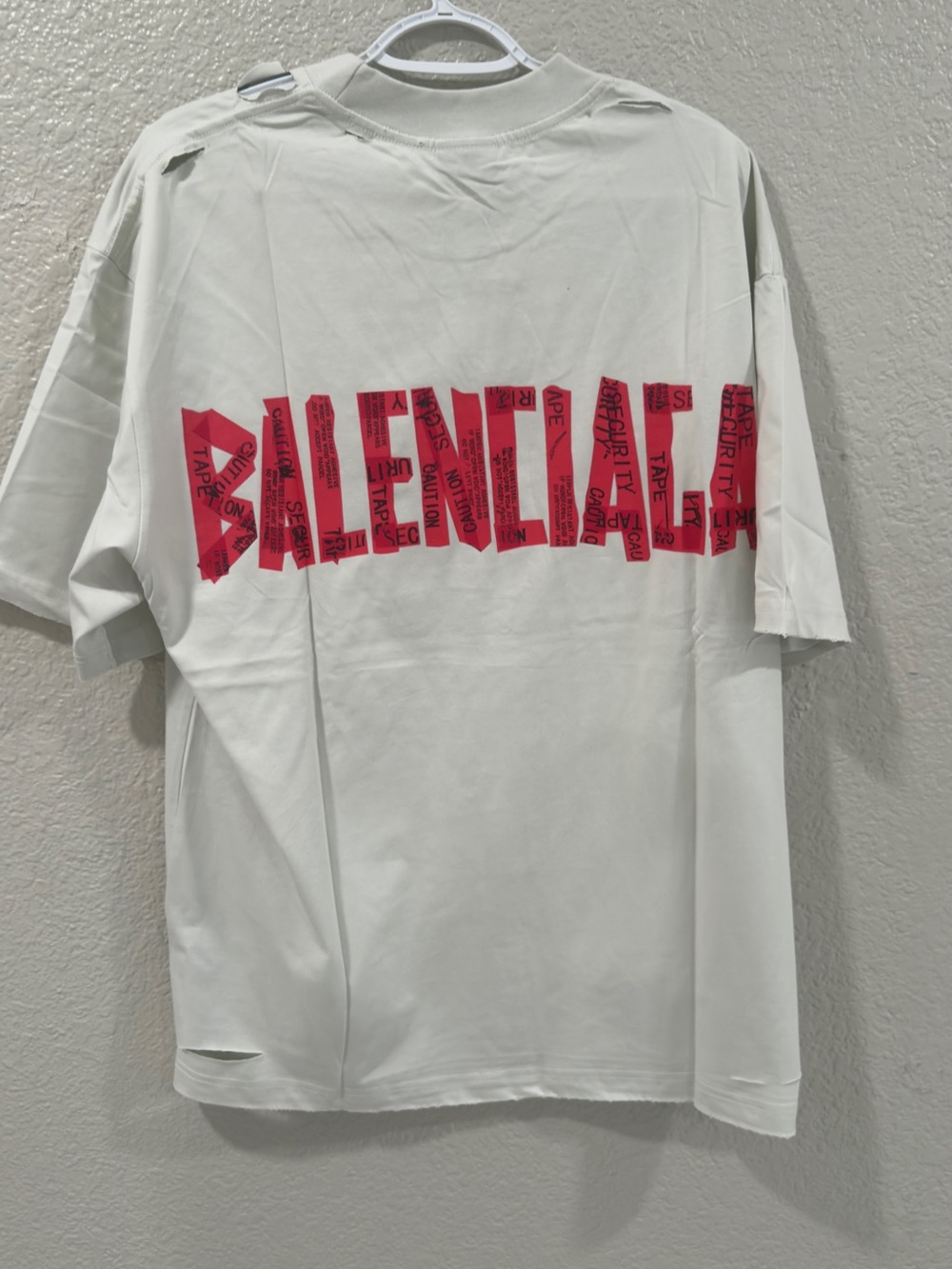 Balenciaga White Short-Sleeve I Tee with Red  Back LARrge oversized like xl
